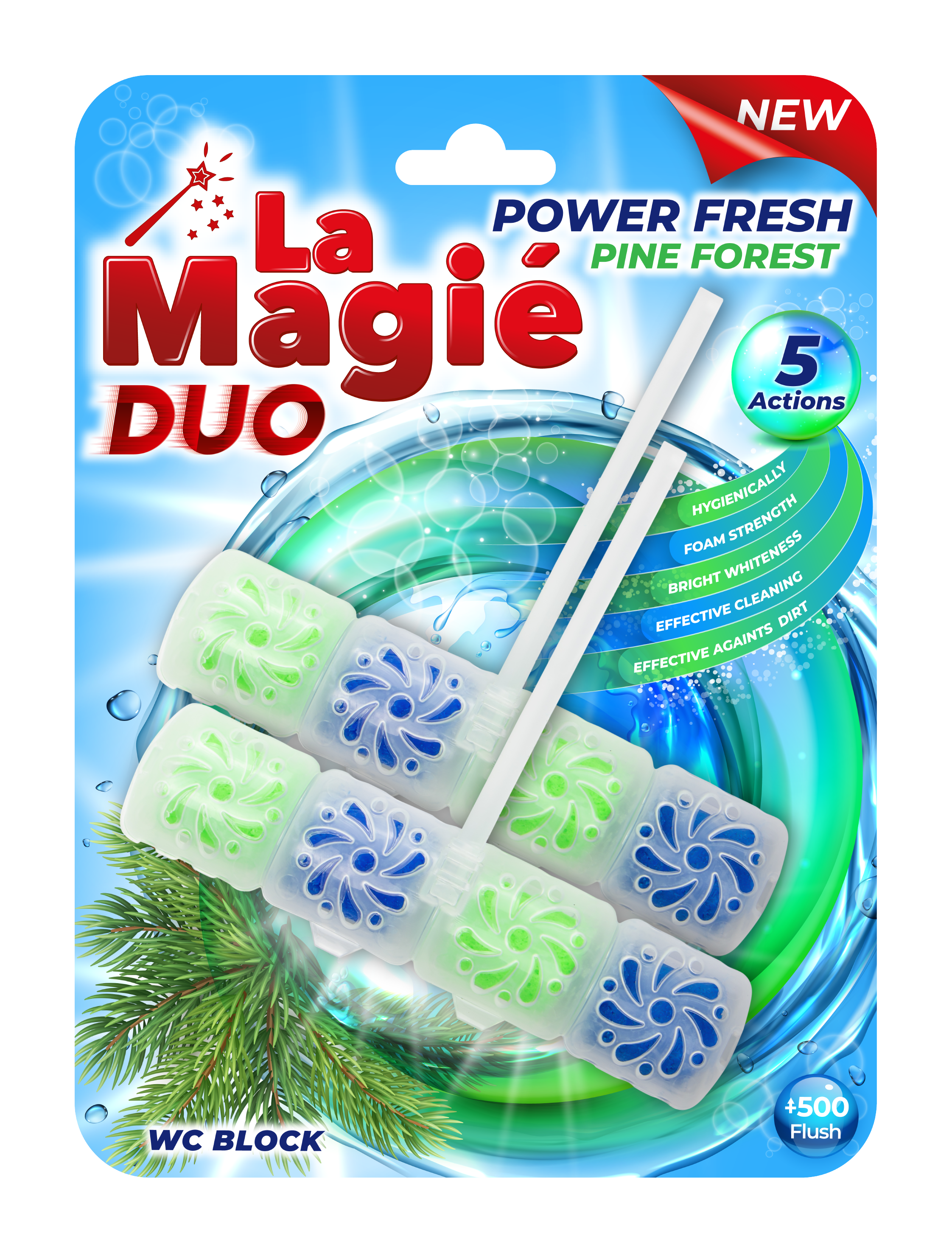 LA MAGIÉ POWER FRESH WC BLOCK DUO 2X40 G PINE FOREST